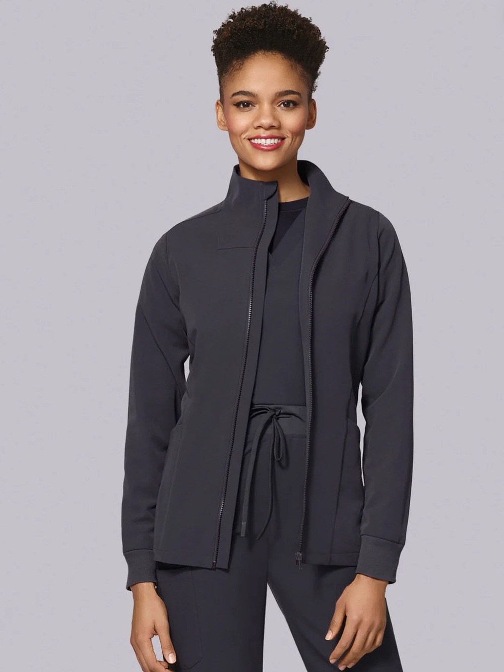Mandala Scrubs Womens Modern Scrub Jacket in Pewter